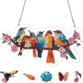 Bunter Acryl-Vogel-Puzzlesonnenfänger für Fenster und Gartendekoration - Vögel und Blumen / 18.8cm