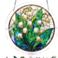 Vollendetes 83-Teile Acryl-Puzzle-Suncatcher mit Maiglöckchen im Bleiglas-Stil Design - Glockenblume