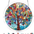 Rundes Acryl-Sonnenfänger-Puzzle mit 83 Teilen und farbenfrohem Lebensbaum-Design - Lebensbaum