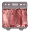 Jupe de four faite main à carreaux rouges et blancs avec bordure à volants et attaches - Style E - Carreaux Rouge et Blanc