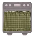 Détail d'une jupe de four faite main à carreaux vert olive avec des volants et des attaches - Style C - Carreaux Vert Olive