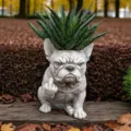 Kreativer grimmiger Französische Bulldogge Blumentopf für die Dekoration im Freien und Garten - Bulldogge Ornament Stil C