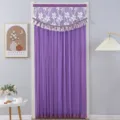 Tenda per porta viola con mantovana in pizzo, divisorio a doppio strato per camera da letto - Tenda quattro stagioni larghezza 100 * altezza 210 cm / Tende coprenti a doppio strato Harmony, viola