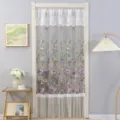 French romantic lace door curtain detail, elegant purple floral embroidery sheer gauze partition. - 1 Piece (1.25m W x 2m H) Without Rod / Powder Purple