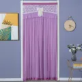Purple lace door curtain detail scene, elegant princess style tulle partition for bedroom decor. - 90x200cm / Bowknot Purple Double-Layer Opaque Curtains