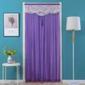 Purple mesh door curtain with lace valance and tassel, stylish home decor for bedroom toilet. - 100*210cm / Double Layer Shading with Velcro and Rod / Purple