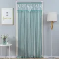 Green lace door curtain sheer partition curtain with floral embroidery and bow for bedroom home decor - 90x210cm / Green