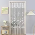 White lace door curtain with delicate floral embroidery, French romantic hanging sheer panel. - 1 Piece (1.25m W x 2m H) Without Rod / Roseate White