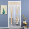 Beige lace mesh mosquito door curtain punch-free magic tape bedroom privacy decoration curtain - Aesthetic Coffee Double-Layer Anti-Mosquito Mesh