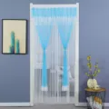 Tendina per porta in pizzo blu e bianco zanzariera anti zanzare camera da letto - Tenda quattro stagioni larghezza 100 * altezza 210 cm / Rete antizanzare estetica a doppio strato blu