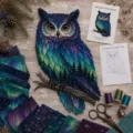 DIY Nordlicht Eulen Stickset mit Anleitungen und bunten Stoffproben im Set - Aurora-Eule