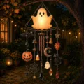 Halloween Windspiel mit leuchtendem Geist und Kristallanhängern für die Gartendeko - Leuchtender Geist Stil (F)