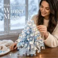 Kit albero di Natale fai-da-te con perline e luci LED calde per decorazioni invernali - Kit Albero Invernale con Neve e Perline