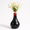 Kreative schwarze Hühner-Harzvase mit weißen Punkten für die Haus- und Gartendekoration - Schwarz
