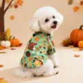 Herfst Thanksgiving thema honden t-shirt met schattige kalkoen en pompoen print voor huisdieren. - 3XL / Oogst Boerderij T-Shirt / Turkoois