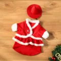 Disfraz de ganso de Navidad capa de terciopelo rojo con ribete de felpa blanca y sombrero a juego. - Talla M 17 pulgadas / Vestido de Navidad en 3D