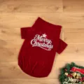 Red velvet Christmas pet clothes for large dogs, cozy holiday pet apparel with glitter text detail. - S / Red