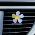 Cute colorful flower car air vent clip, rotating wind spinner perfume fragrance decor. - Rotating Small Flower (Rainbow Colors)