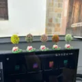 Mini albero decorazione auto micro paesaggio fiori artificiali piante per cruscotto - Base Prato Confezione da 5 Alberi / Confezione da 5
