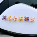 Colorful car flower pinwheel interior decoration, cute rotating auto dashboard ornament. - 6 Pieces/Pack / Colorful