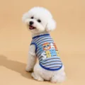 Lindo chaleco a rayas para mascotas, ropa de verano para cachorros con estampado de león. - XS / Azules Rayas