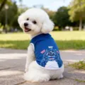 Lindo chaleco azul para mascotas, estampado de pequeño monstruo primavera verano. - XS / Azul
