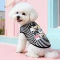 Chaleco a rayas para perro transpirable de verano, ropa de mascota con estampado de bulldog. - XS / Rayas Blancas y Negras