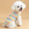 Kleurrijk gestreept huisdier vest voor kleine honden, schattige zomer honden kleding - XS / Geel