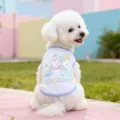 Verano lindo chaleco de dibujos animados para mascotas perros pequeños ropa fina transpirable unicornio - S / Borde Azul