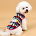 Kleurrijke gestreepte huisdierweste voor honden, modieus mouwloos shirt voor kleine huisdieren. - XS / Rozerood