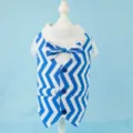 Pet dog blue chevron suit vest with bow tie for small dogs cats summer style variant - Blue Striped Shirt