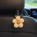 Schattige corduroy bloem autostoel rugleuning haak voor voertuig, beige variant - 1 Stuk / Beige