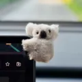 Cute koala plush car ornament, fuzzy interior decor accessory for vehicle dashboard display. - Decorative Figurines / Gray