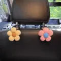 Schattige bloem autostoel rugleuning haak voor tassen en interieur decoratie accessoires - Paar / Crème + Roze