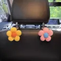Leuke bloem autostoel rugleuning haak multifunctionele opberging interieur decoratie - Paar / Geel+Roze