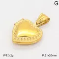 Détail de pendentif médaillon cœur doré en acier inoxydable, élégant collier. - Style 2 / Or