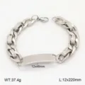 Bracelet de chaîne homme en acier titane avec plaque ID et motif grec 220mm style lourd - 2