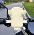 Niedlicher Bär Motorrad Handyhalter stoßfeste Fahrrad Navigation Halterung Zubehör. - Eiscreme Bär Lenker Stil / Beige