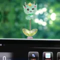 Cute dragon car dashboard ornament spring doll bobblehead interior decoration accessory - Dragon Baby (Leaf Style) / 1 Piece / Transparent Blue