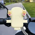 Niedlicher Karikatur Bär Elektrofahrrad Handyhalterung Anti-Vibration Lenker Halterung - Kleiner Rosa Bär Lenker Stil / Beige