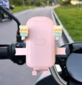 Rosa Eisbaer Motorrad Handyhalterung, schöner Lenker Halter Anti-Schuettel Halterung fuer E-Bike. - Eiscreme Bär Lenker Stil / Rosa