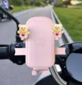 Rosa Motorrad Handyhalterung mit süßem Bär, Lenkermontage für Fahrräder und E-Bikes. - Kleiner Rosa Bär Lenker Stil / Rosa