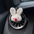 Car vent plush rabbit aromatherapy ornament, cute white doll perfume clip for auto interior decor. - Red-Nose Rabbit Head / 1 Piece/Pack