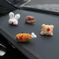 Cute plush car air vent clips with red nose, funny animal and biscuit design interior decor. - Assorted 4-Pack