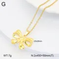 Collier pendentif nœud en acier inoxydable doré, vue détaillée avec dimensions. - Nœud / Or