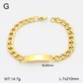 Bracelet gourmette cubain en acier inoxydable doré pour couple bijoux de mode ID - 7mm Largeur 1:1