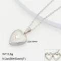 Collier pendentif médaillon cœur en acier inoxydable, détail ouvrant, cadeau romantique couple. - Style 1 / Acier
