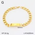 Bracelet gourmette en acier inoxydable dore avec plaque vierge pour hommes et femmes tendance - 8.5mm Largeur 1:1