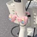 Cute pink cartoon bear electric bike hook, punch-free handlebar storage organizer for helmet. - Overall Dress Bear Punch-Free Double Hook Style / Pink