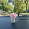 Mini car flower vase ornament dashboard decoration pink artificial floral arrangement cute auto gift - Baby's Breath Vase / Pink